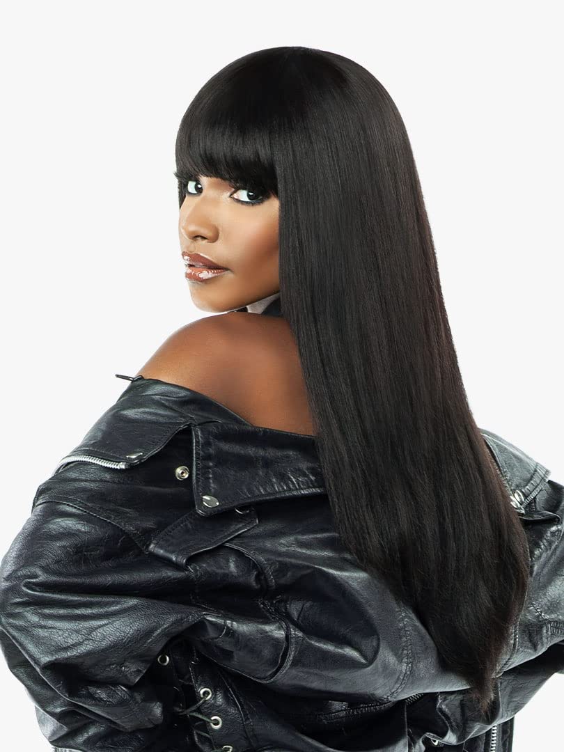 Sensationnel 100% Human Hair Empire Clip In Bangs - CHINA BANG (Color:1 Jet Black)