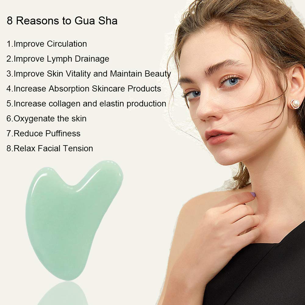 Ditind Gua Sha, Jade Stone Gua Sha Massage Tool, Guasha Tool for Face and Body Skin Massage. Gua Sha Set for Toxins Prevents Wrinkles for SPA Beauty and Personal Care Ditind