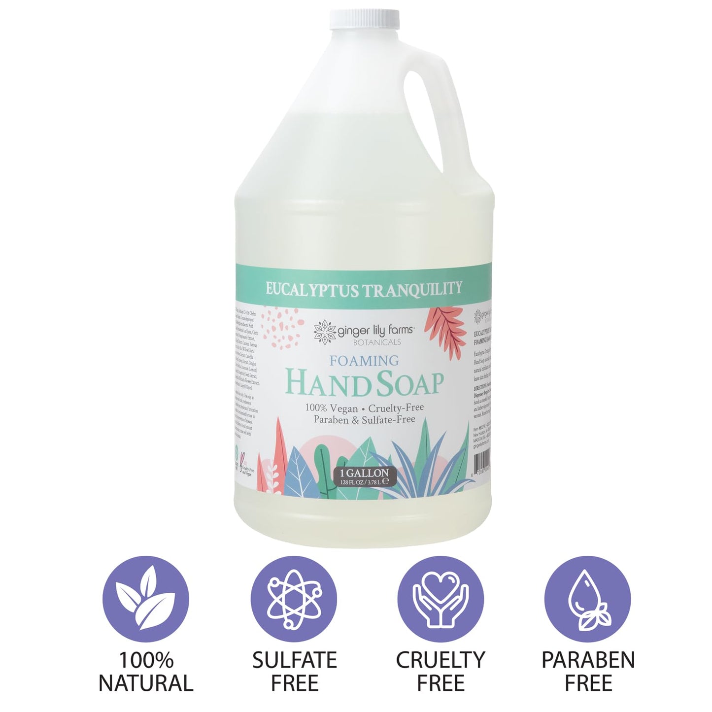 Ginger Lily Farms Botanicals All-Purpose Foaming Hand Soap Refill, 100% Vegan & Cruelty-Free, Eucalyptus Tranquility Scent, 1 Gallon (Pack of 4) Beauty & Personal Care Ginger Lily Farms