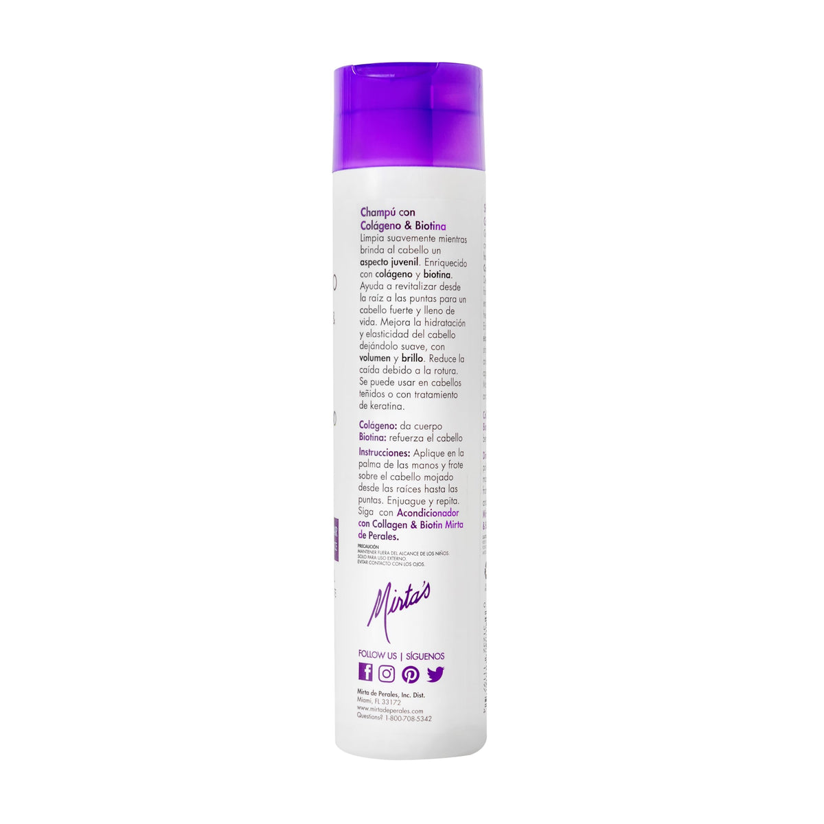 Mirta De Perales Strengthening Shampoo for Fine, Thinning Hair | Collagen & Biotin + Wheat Protein & Botanical Extracts | Adds Volume, Reduces Beauty & Personal Care Mirta De Perales