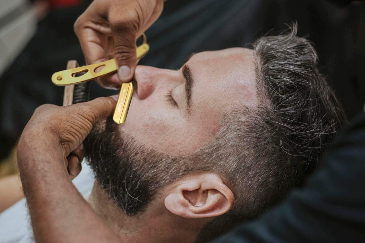 G4 Professional Straight Edge Razor for Men with 100-Pack Replaceable Derby Blades Barber Single Blade Shaving Razor -navajas para barbero Beauty and Personal Care G4 VISION