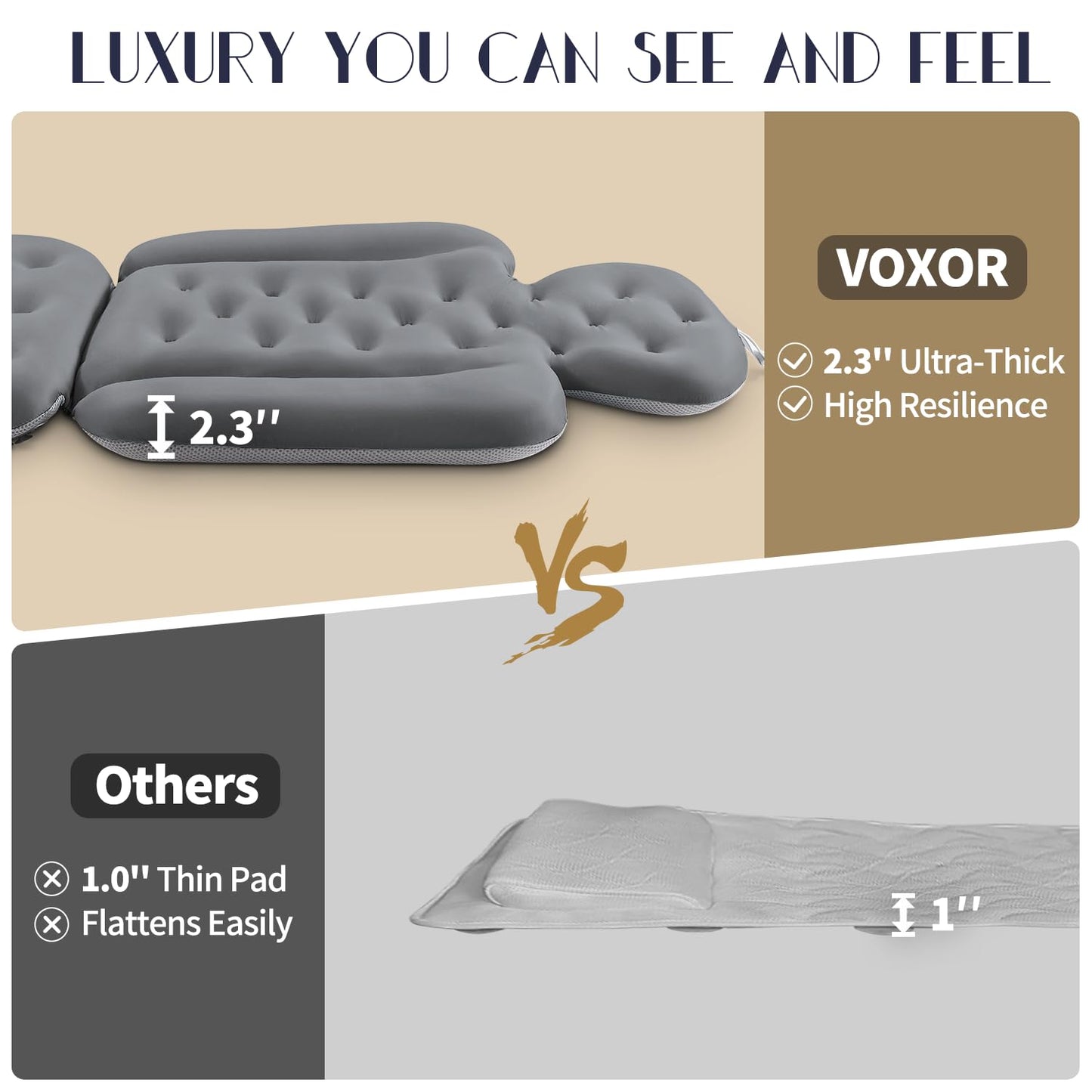 Full Body Bath Pillow for Bathtub, Thick Bathtub Cushion, Luxury Tub Pillow for Bath for Headrest Neck and Back Support Gray 56" x 16" Beauty and Personal Care VOXOR