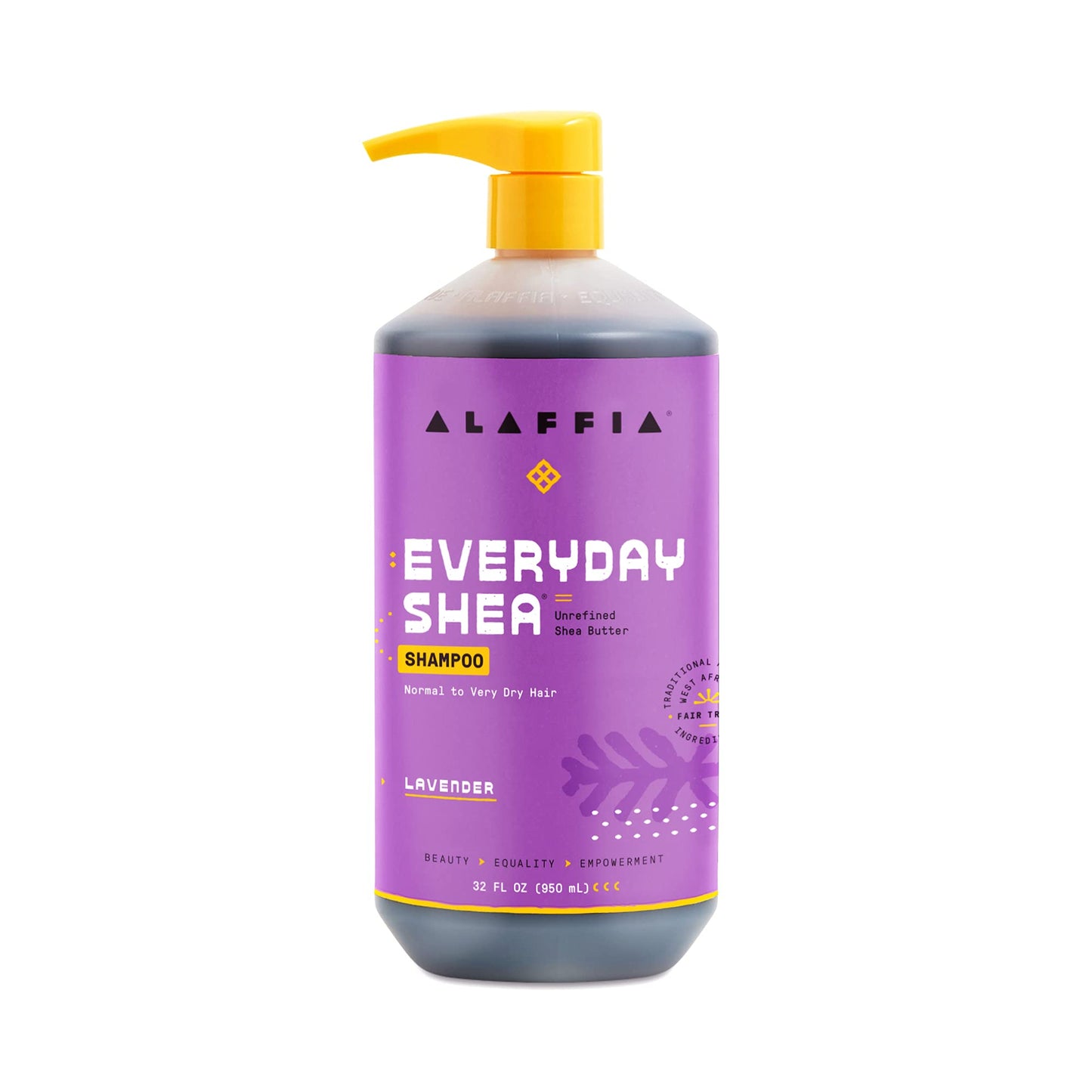 Alaffia EveryDay Shea Shampoo - Normal to Very Dry Hair, Helps Clean with Shea Butter and Coconut Oil, Fair Trade, Lavender, 32 Fl Oz Beauty & Personal Care Alaffia