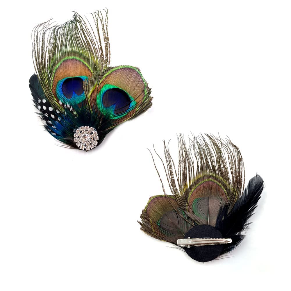 Aliotech Beautiful Butterfly Peacock Feather Hair Clip Pins with Rhinestones,Feather Hair Clip Pin Bridal Wedding Dance Party Hair Accessory Beauty & Personal Care Aliotech