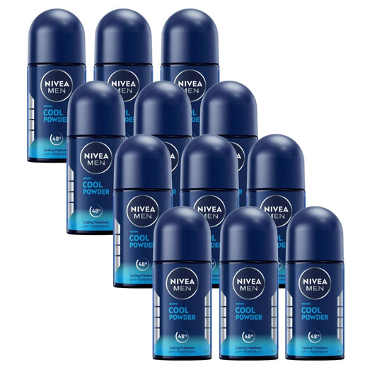 Nivea Men Cool Powder Roll-On Anti-Perspirant Deodorant 50ml - 48H Protection, Fresh Scent, Long-Lasting Odor Control for Active Men, Travel Size Body Beauty and Personal Care NIVEA