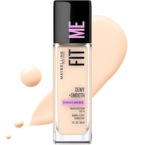 Maybelline Fit Me Dewy + Smooth Liquid Foundation Makeup, Fair Porcelain, 1 Count (Packaging May Vary) Beauty & Personal Care MAYBELLINE