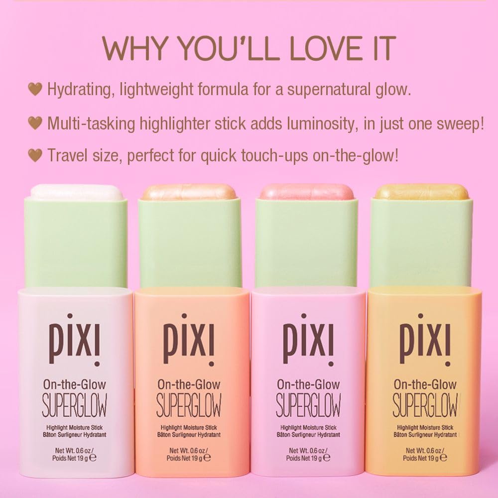 Pixi On-the-Glow SuperGlow | Shade GildedGold | Hydrating Highlighter Stick with Ginseng, Aloe Vera & Fruit Extracts | For Cheeks & Brow Bones | 19g Beauty & Personal Care Pixi