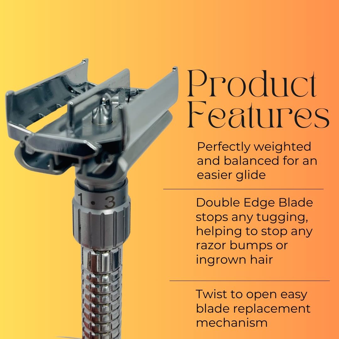 GENTS Men’s Classic Chrome Adjustable Butterfly Open Double Edge Safety Razor, Smooth Shave with 20 Premium Sharp Blades Beauty and Personal Care G.B.S