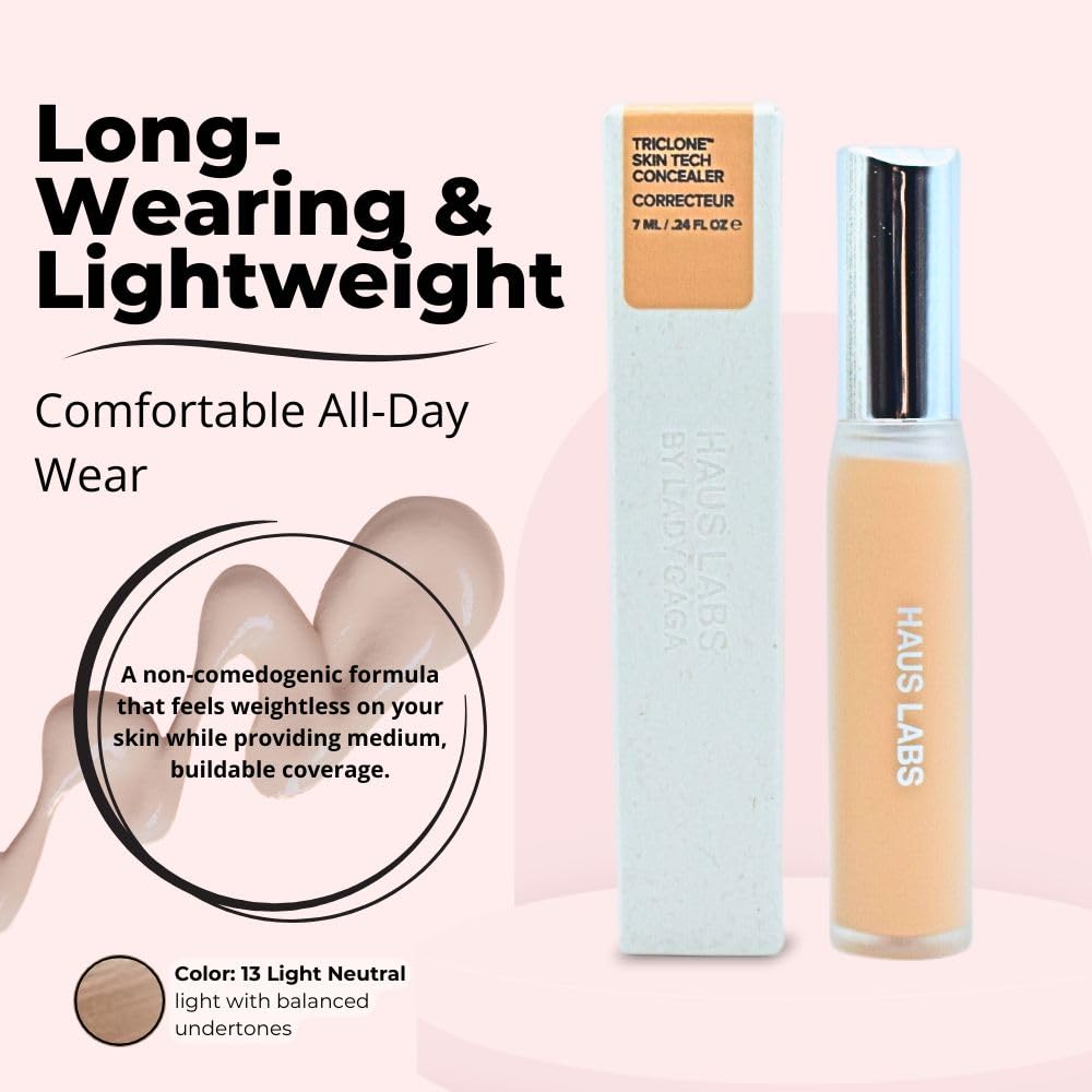 HAUS LABS BY LADY GAGA Triclone Skin Tech Hydrating + De-puffing Concealer with Fermented Arnica 13 Light Neutral