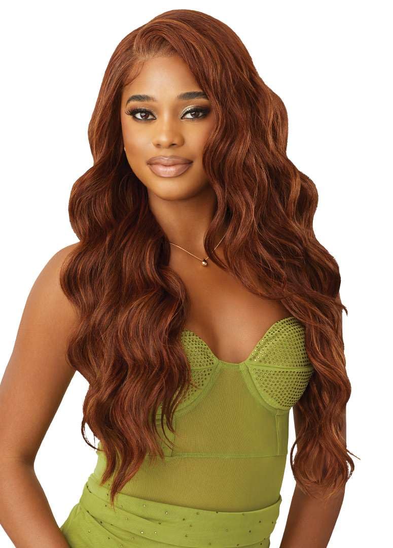 Outre 6X5 Pre-Cut Lace Closure Wig - Human Hair Blend - Loose Body 26" (BLACK BERRY)