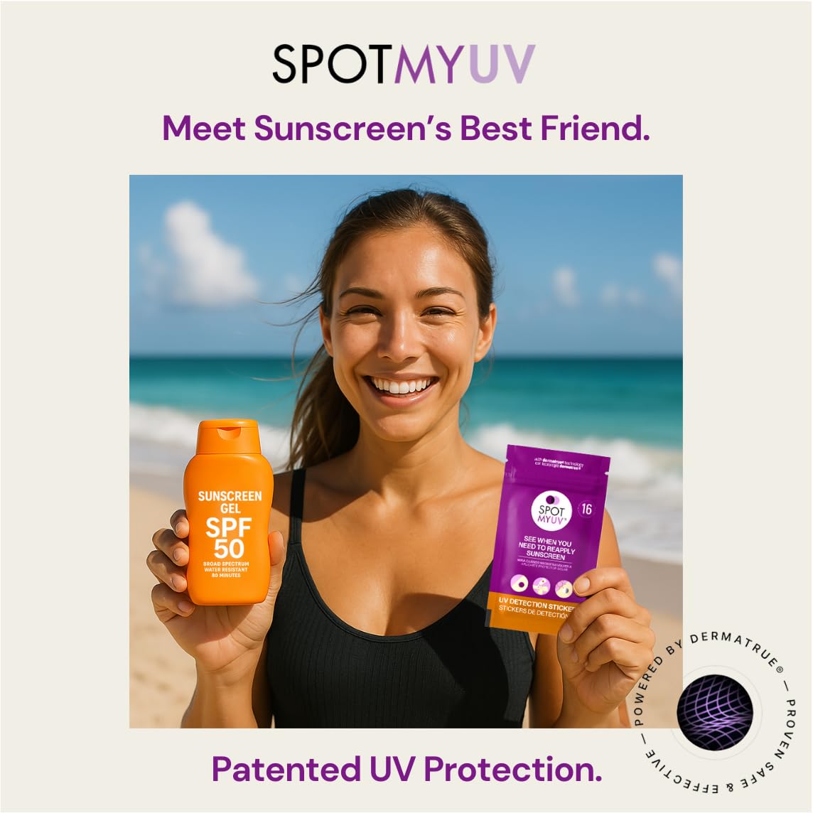 SpotMyUV UV Detection Stickers for Sunscreen with Patented Dermatrue SPF Sensing Technology, Know When to Reapply Sunscreen to Help Prevent Sunburn Beauty & Personal Care SPOTMYUV