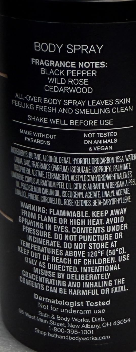 Bath & Body Works Men's Nocturnal Rose Body Spray & Mist 3.7 Ounces Beauty & Personal Care Bath & Body Works