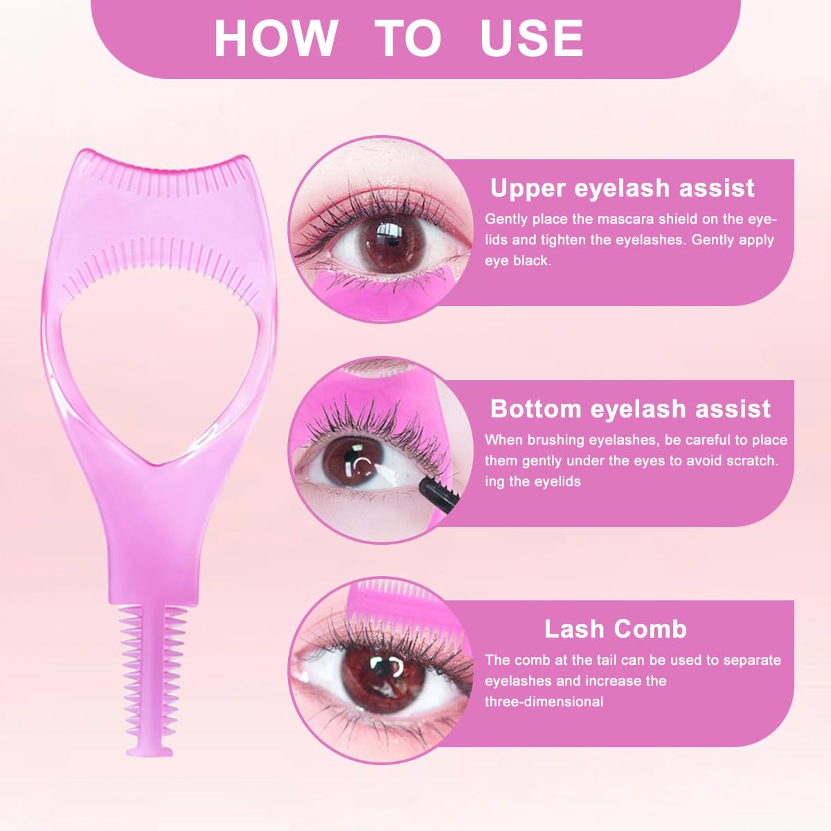 3PCS Random Color Plastic Makeup Upper Lower Eye Lash Mascara Applicator Guard With Comb Eyelashes Curlers Applicators For Women Girls Beauty & Personal Care ASTRQLE