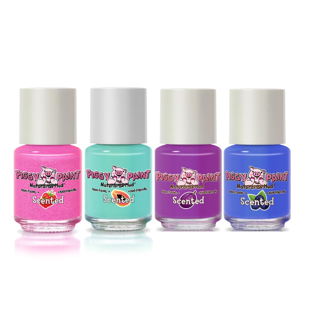 Piggy Paint | 100% Non-Toxic Girls Nail Polish | Safe, Cruelty-free, Vegan, & Scented for Kids | Scented Fruit Fairy (4 Pack Kit) Beauty & Personal Care Piggy Paint