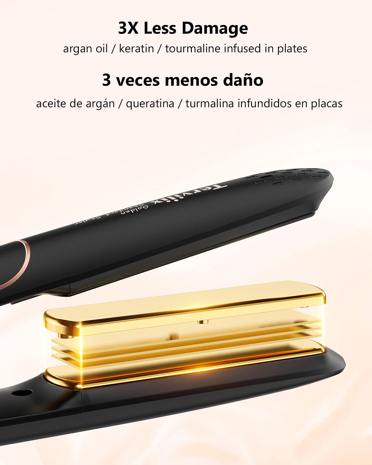 Terviiix Non-Snagging Ceramic Flat Iron Hair Straightener 1 inch, Plancha De Cabello,3X Less Damage Hair Straightener and Curler, 15s Fast Heating, 5 Beauty & Personal Care Terviiix