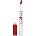 Maybelline Super Stay 24, 2-Step Liquid Lipstick Makeup, Long Lasting Highly Pigmented Color with Moisturizing Balm, Keep It Red, Red, 1 Count Beauty & Personal Care MAYBELLINE