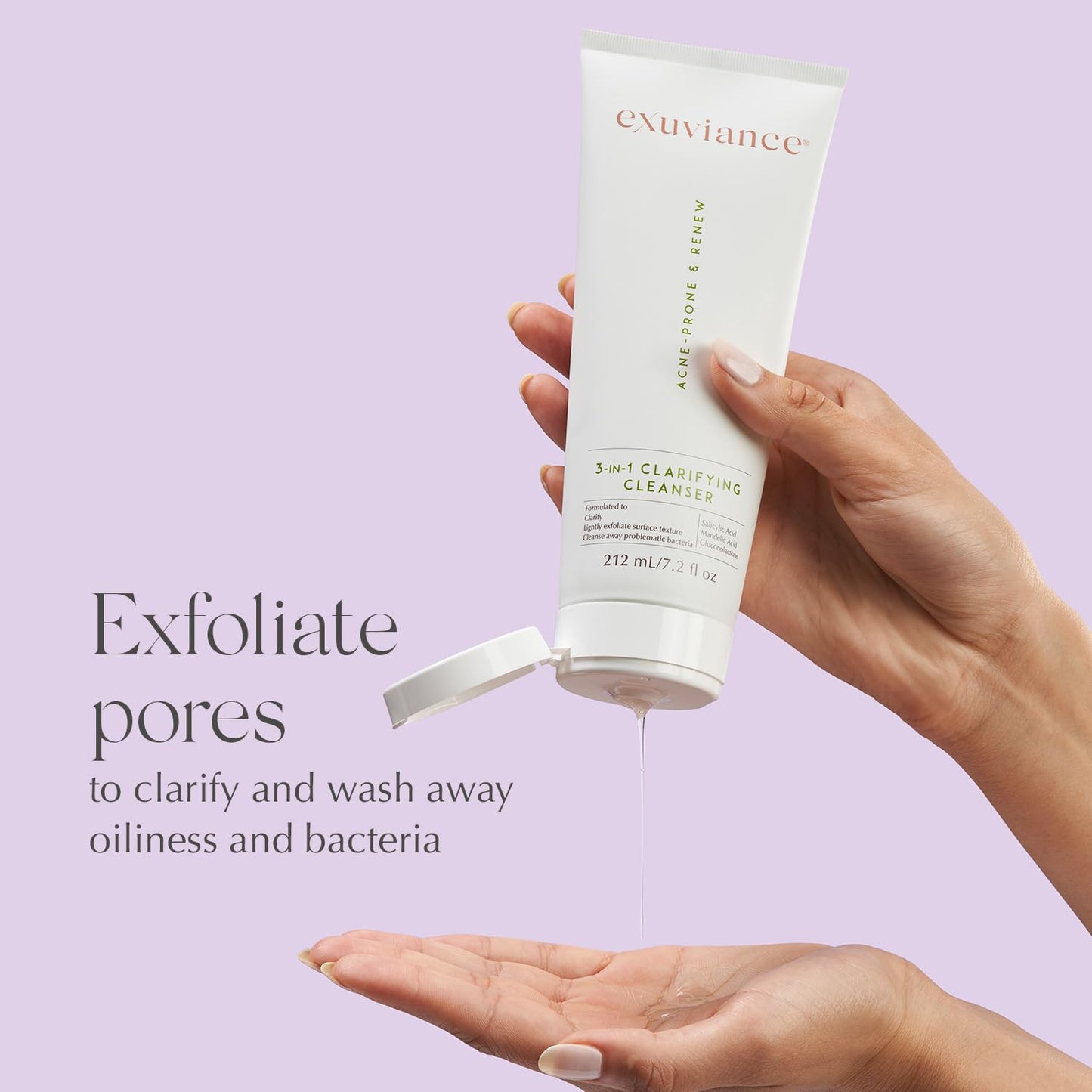 EXUVIANCE 3-in-1 Clarifying Anti-Aging Cleanser 7.2 oz – Salicylic Acid Face Wash for Acne-Prone Skin, Oil Control, Makeup Removal & Exfoliation Beauty & Personal Care EXUVIANCE