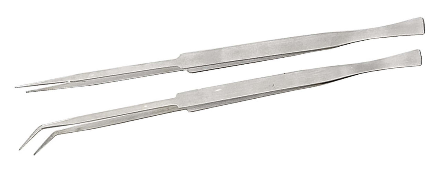 Jewel Tool 2 Piece 12" Extra Long Tweezer Set | Stainless Steel Construction | Includes 1 Straight And 1 Angled Narrow Tip | Versatile Applications Beauty & Personal Care JEWEL TOOL