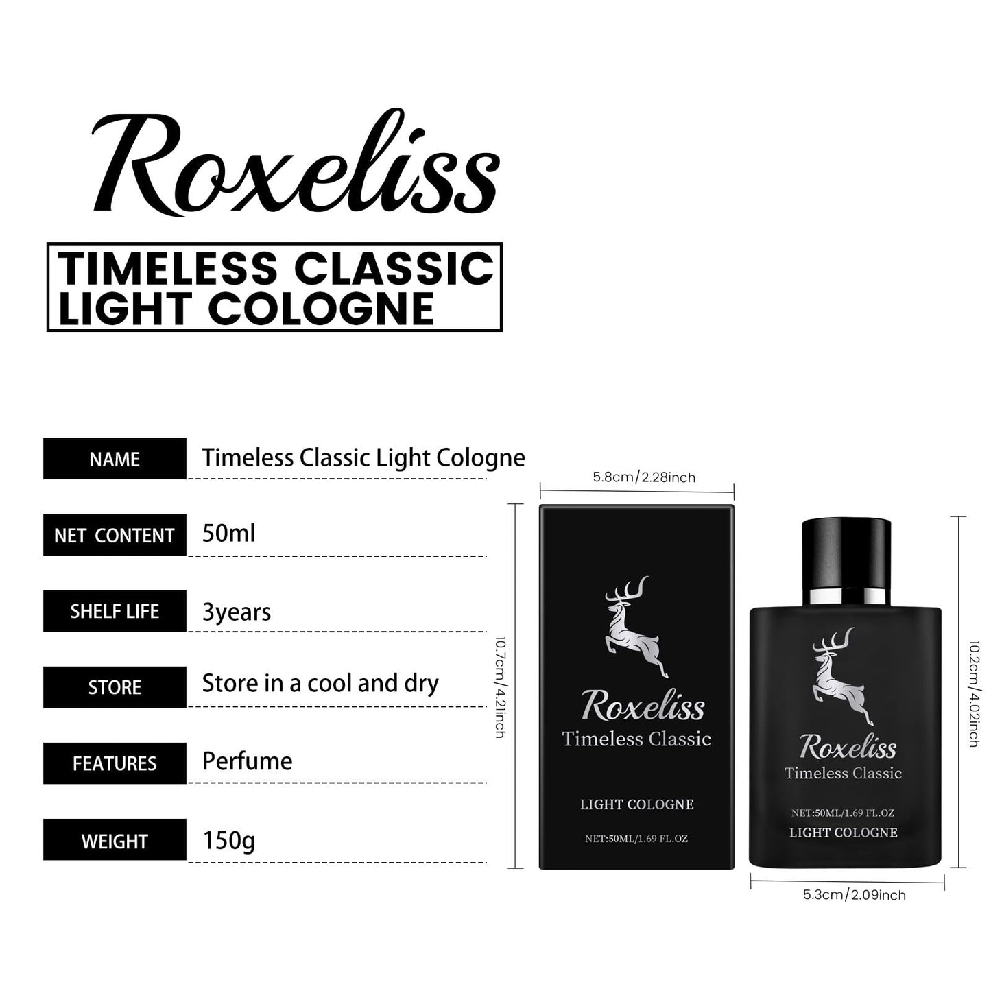 Roxeliss 50ML/1.69FL.0Z Charming Perfume Classic Cologne Natural Fresh Exudes Temperament Long-lasting Fragrance Elegant Portable Dating Perfume Beauty & Personal Care Roxeliss