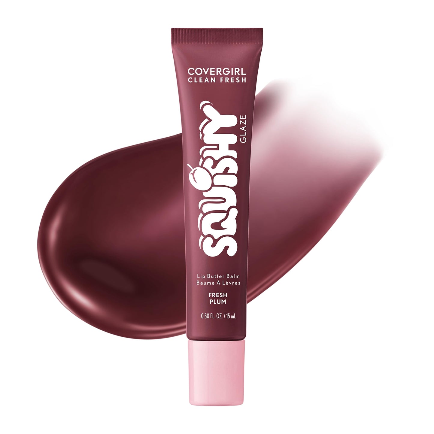COVERGIRL Clean Fresh Squishy Glaze™ Lip Butter Balm, Flavored, Non-Sticky, with Vitamin E & Shea Butter - 160 Fresh Plum (Sheer Burgundy Plum) Beauty and Personal Care COVERGIRL
