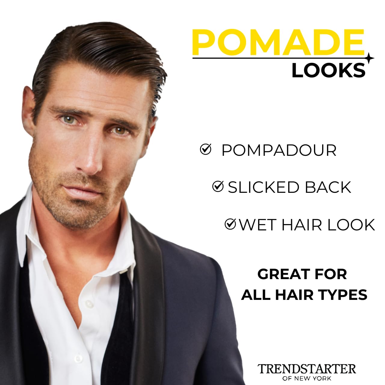 TRENDSTARTER - CLASSIC POMADE (4oz) - Light Hold - High Shine - Water-Based Pomade - All-Day Smooth Wet Look Finish - Non-Crispy Formula - Premium Beauty & Personal Care TRENDSTARTER