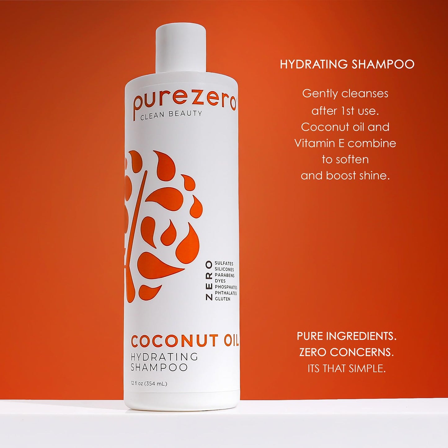 PureZero Coconut Oil Hydrating Silicone Free Shampoo & Conditioner Set - Vegan Formula for Dry or Color-Treated Hair - Deep Moisture, Sulfate-Free Beauty & Personal Care Purezero