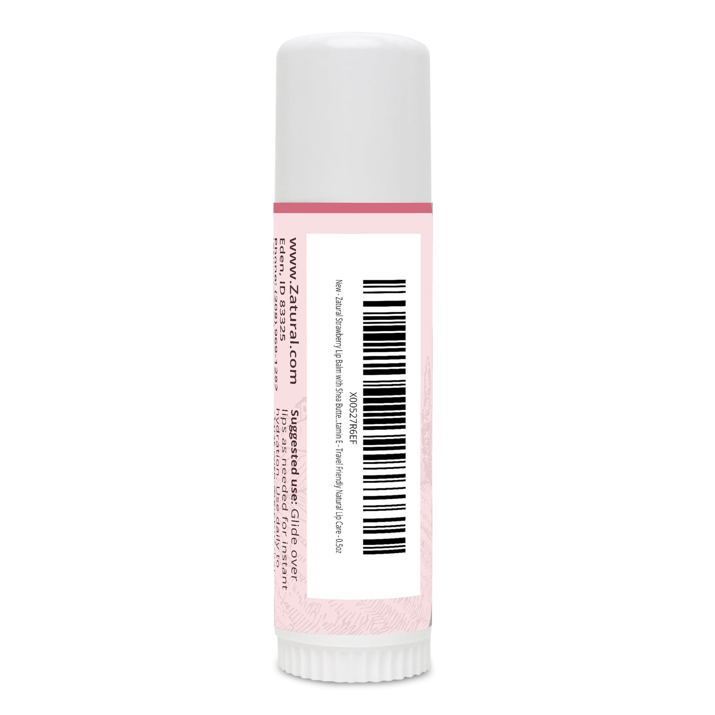 Zatural Strawberry Lip Balm with Shea Butter, Jojoba Oil, Lysine Large 0.5oz - Plant-Based Moisture with Rosehip and Vitamin E - Travel Friendly Beauty and Personal Care Zatural