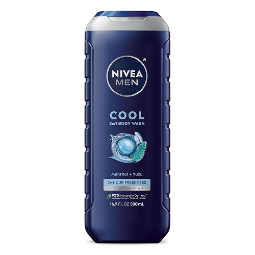 Nivea Men Cool Body Wash, Icy Menthol and Yuzu Scent, 3-in-1 Men's Body Wash, Face and Hair, Paraben Free, pH-Skin Friendly, 16.9 Fl Oz Bottle Beauty & Personal Care NIVEA MEN