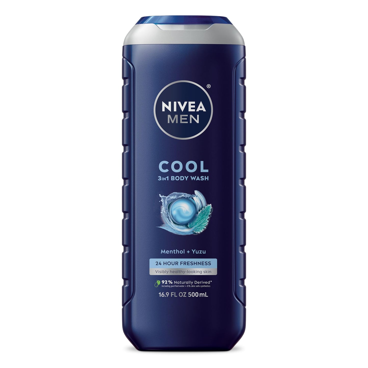 Nivea Men Cool Body Wash, Icy Menthol and Yuzu Scent, 3-in-1 Men's Body Wash, Face and Hair, Paraben Free, pH-Skin Friendly, 16.9 Fl Oz Bottle Beauty & Personal Care NIVEA MEN