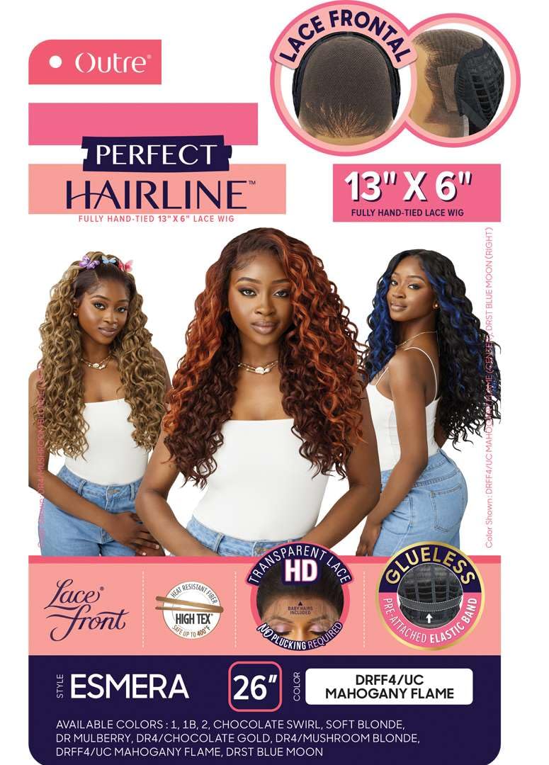 Outre Lace Front Wig - Perfect Hair Line 13X6 - Esmera (OFF BLACK 1B)