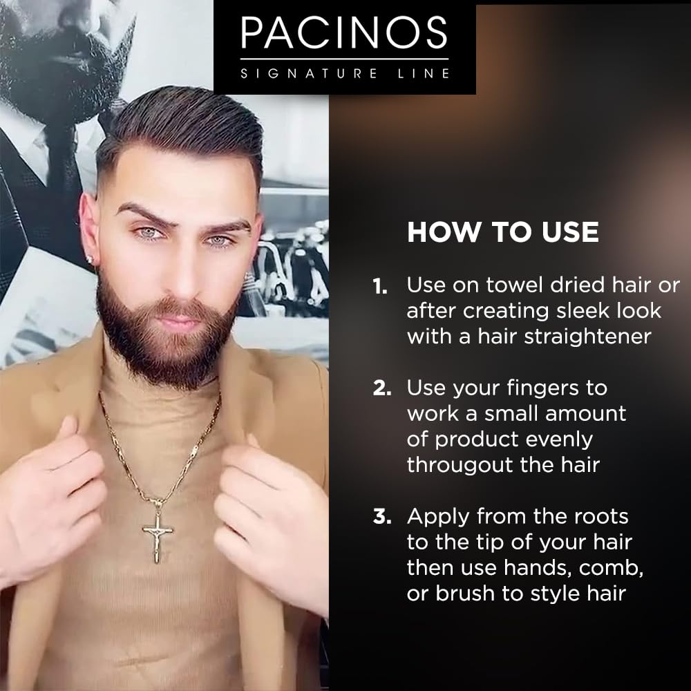 Pacinos SLEEK High Shine Flexible Pomade for Men - Long-Lasting Styling for Medium to Longer Hair - Wet Look with All-Day Hold - 4 oz Beauty & Personal Care Pacinos