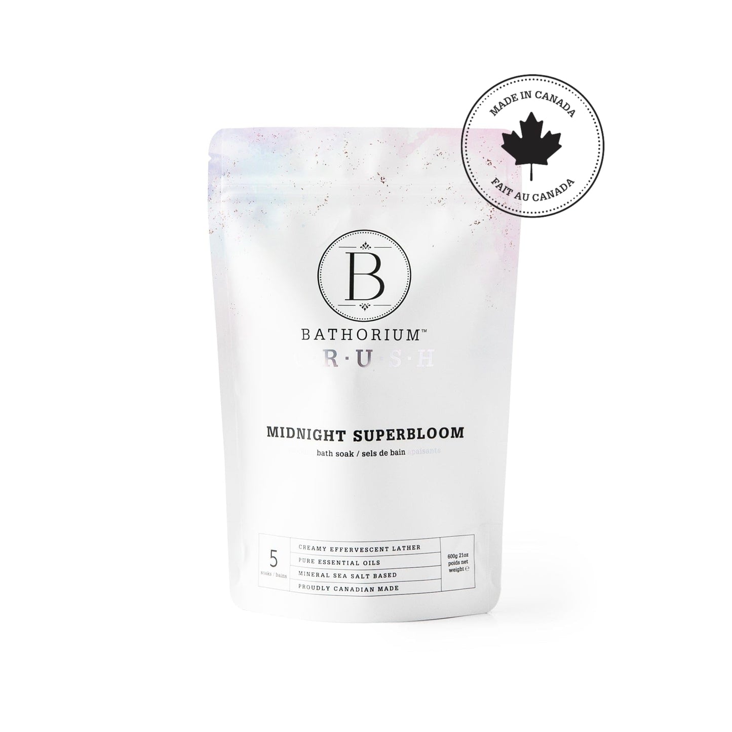 Bathorium Midnight Superbloom Crush, Wildflower Bath Soak, Lavender, Rose, Butterfly Pea Flower, Jasmine, Dead Sea Salt, 21 oz Beauty and Personal Care Bathorium
