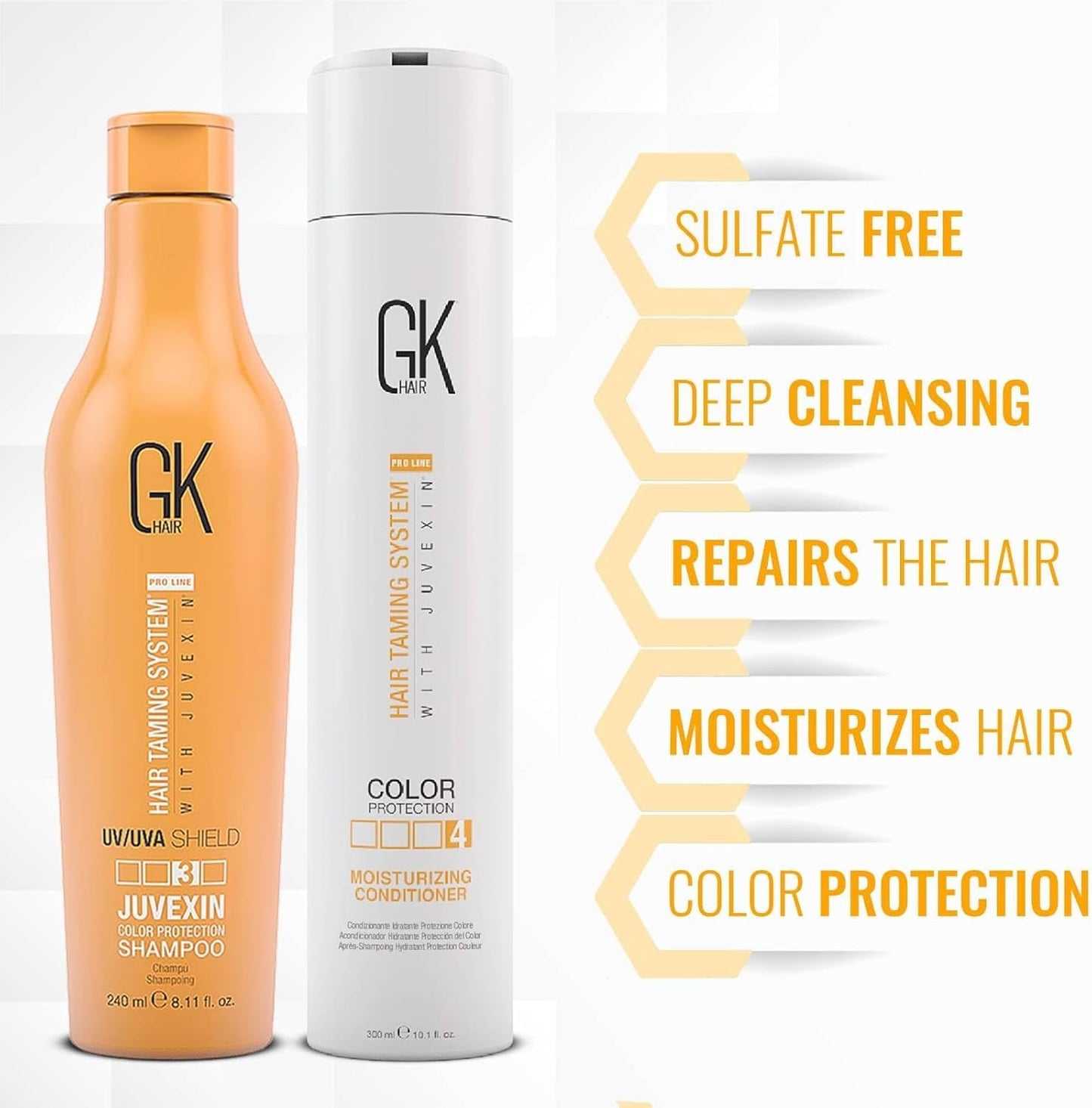 GK HAIR Color Shield Shampoo and Moisturizing Conditioner Kit with no Paraben and Sulfate for Environmentally Stressed Heat Damaged and Color Treated Beauty & Personal Care GK HAIR