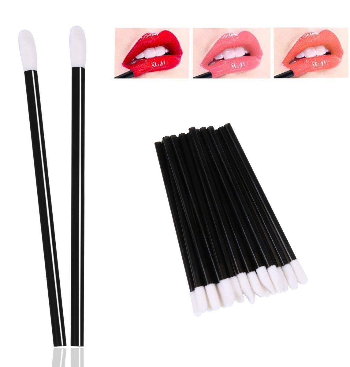 EVERMARKET(TM) 500 Pieces Disposable Lip Brushes Lipstick Gloss Wands Applicator Makeup Tool Kits, Black Beauty & Personal Care EVERMARKET