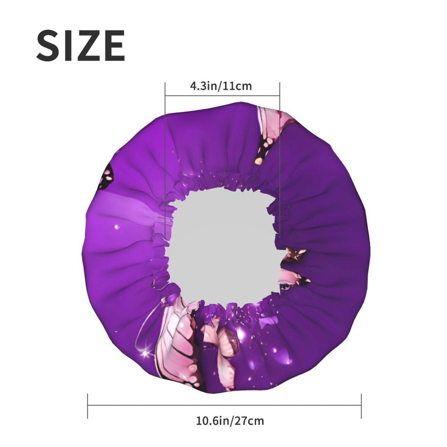 Purple Butterflies Printed Double Layer Lined Shower Cap,Shower Caps For Women Reusable Beauty and Personal Care BEIVGOXL