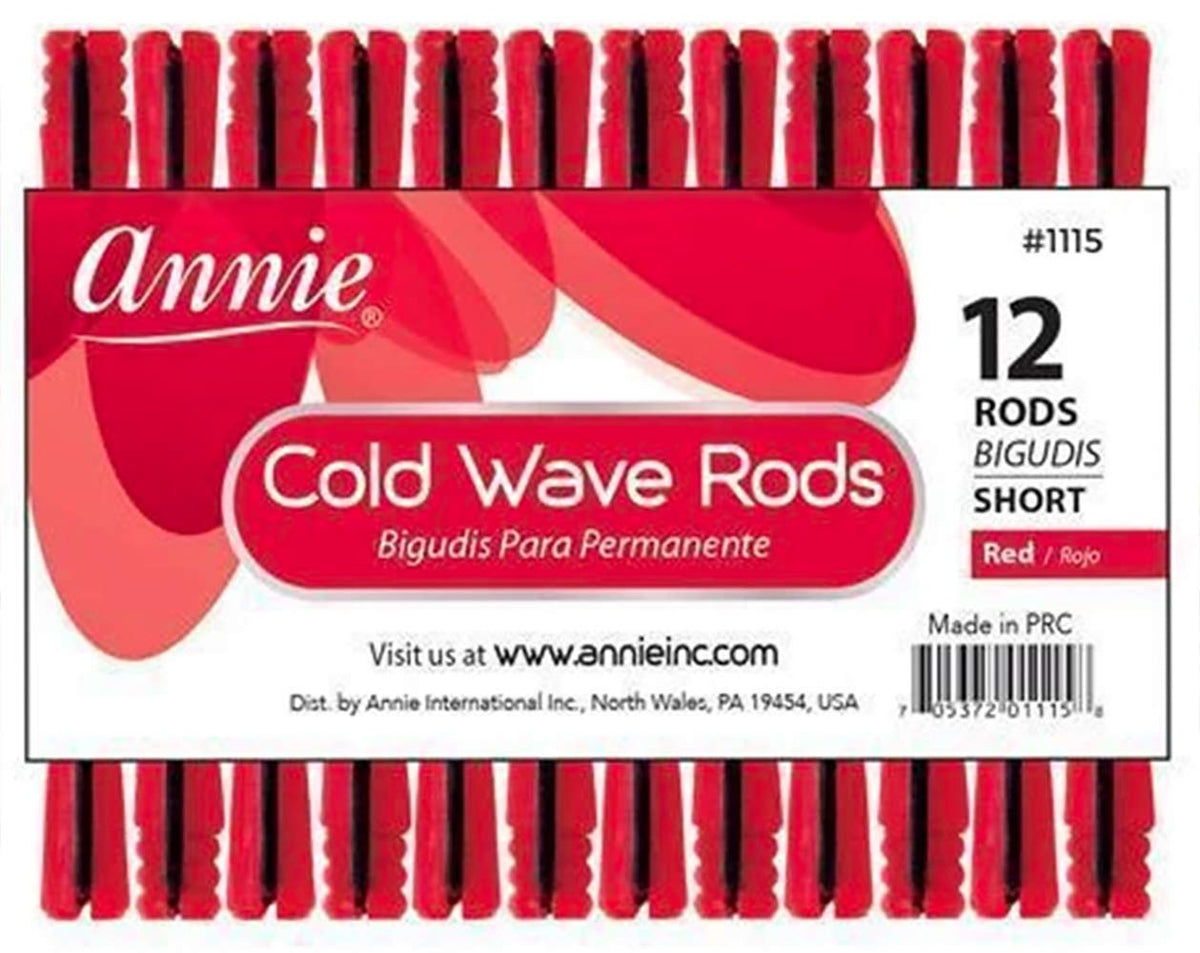 Annie 3 Packs of Cold Wave Rods - Short #1115 (12 Pieces per Pack, Red, Rubber, Flexi Rods, Hair Roller)