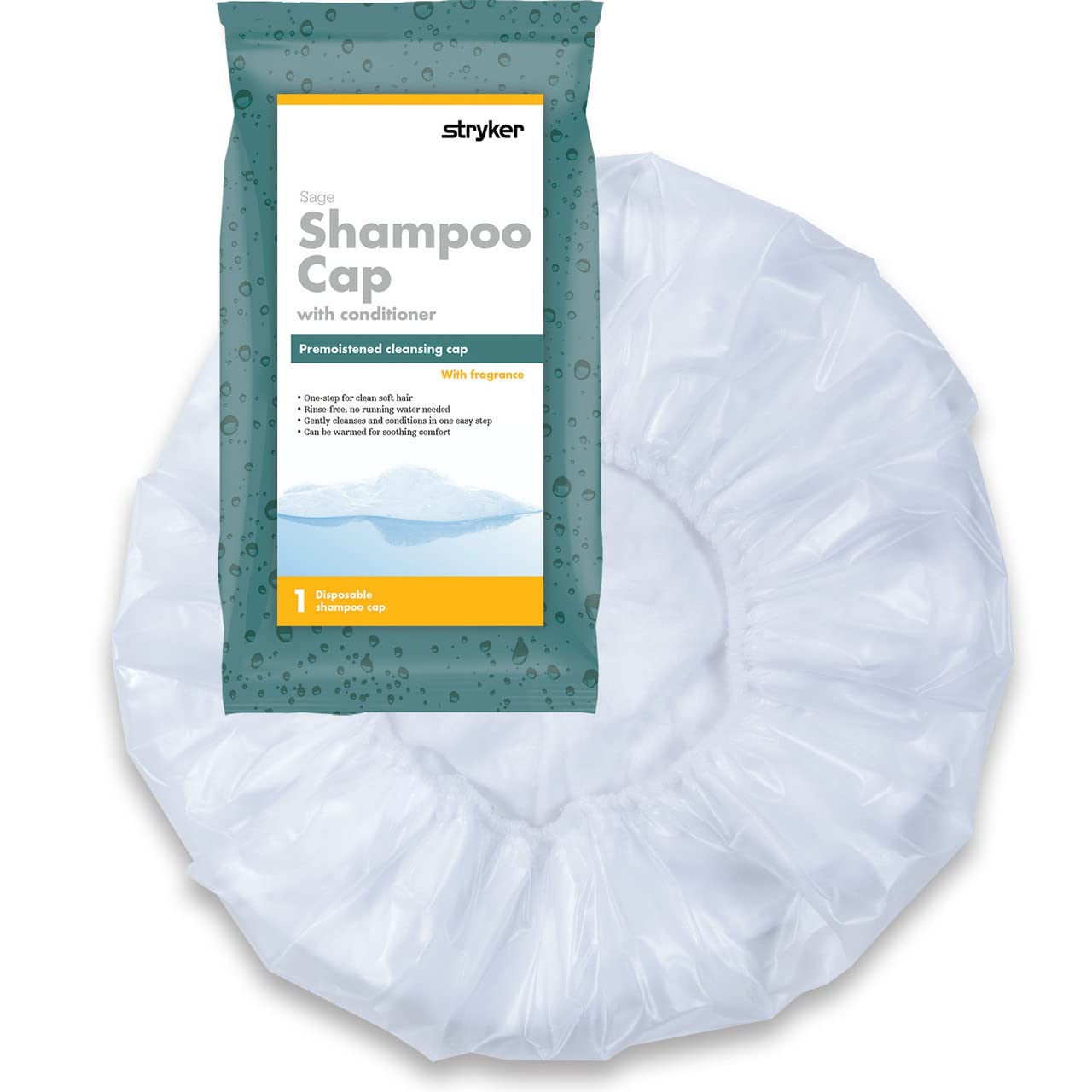 Sage Stryker Rinse-Free Shampoo Cap - 6 Packages, 1 Cap in each - Rinse-free cap, Pre-moistened with shampoo, conditioner, and detangler, Ultra-soft Beauty and Personal Care Sage