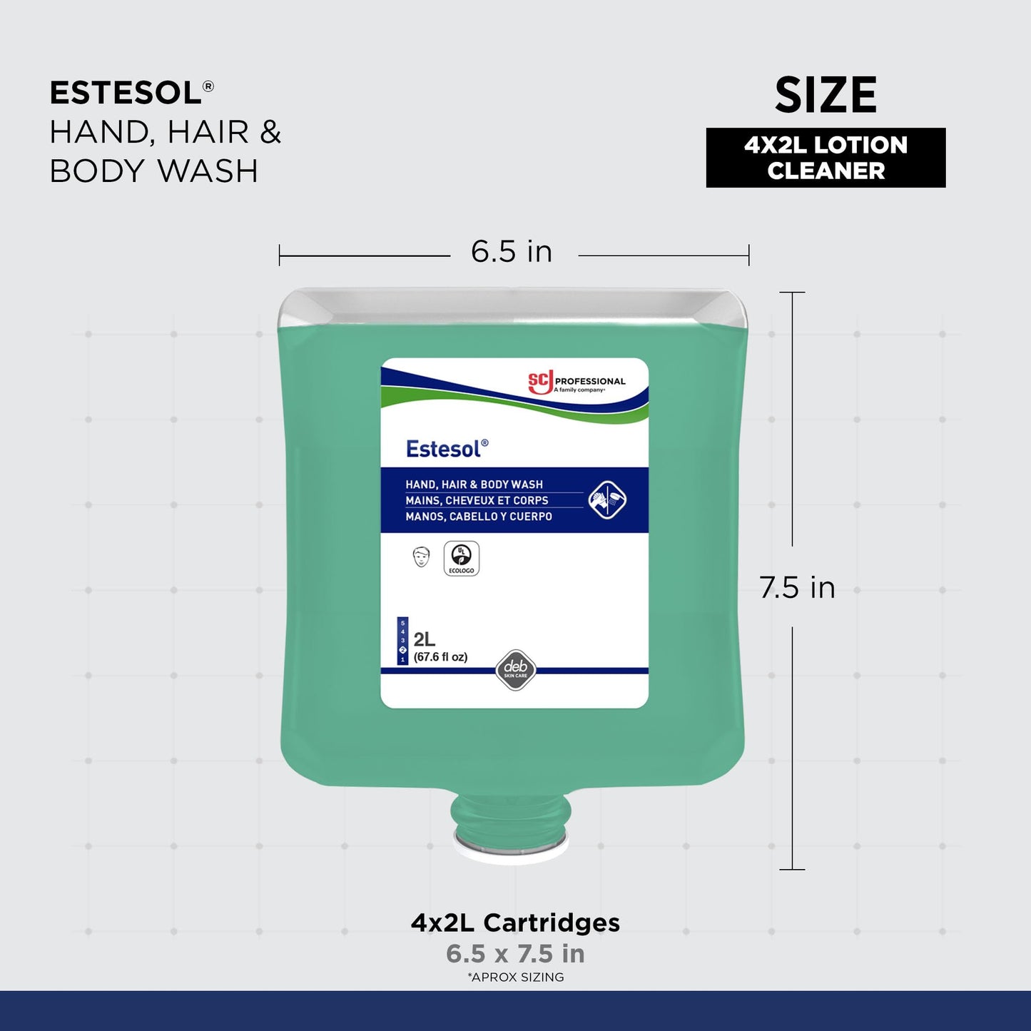 SC Johnson Professional Estesol Hand, Hair & Body Cleaner, 2 Liter Cartridge, 4 Count, for Professional Use Only Beauty & Personal Care SC Johnson Professional