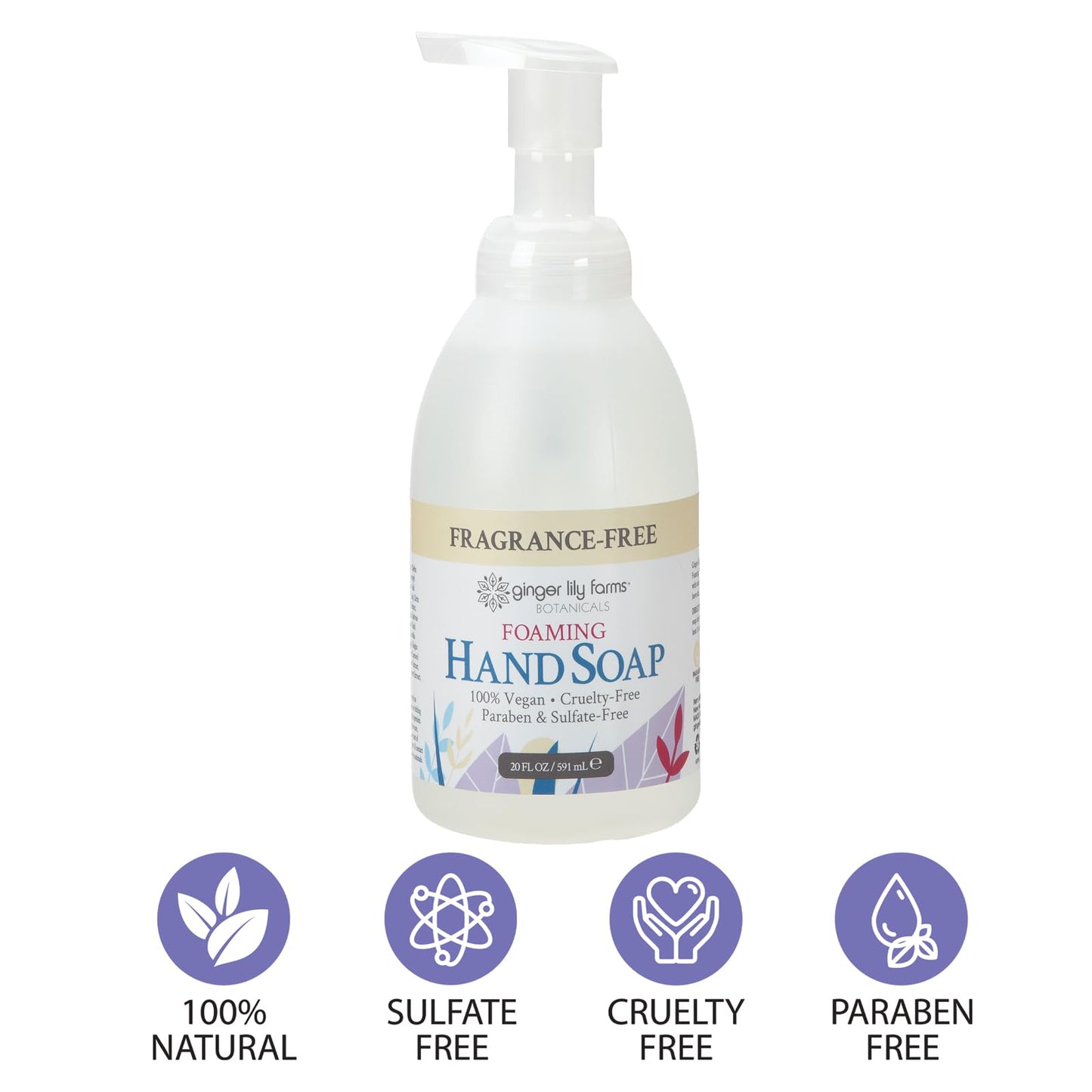 Ginger Lily Farms Botanicals All-Purpose Foaming Hand Soap Refill, Fragrance Free, 100% Vegan & Cruelty-Free, Unscented, 20 Fl Oz (Pack of 1) Beauty & Personal Care Ginger Lily Farms