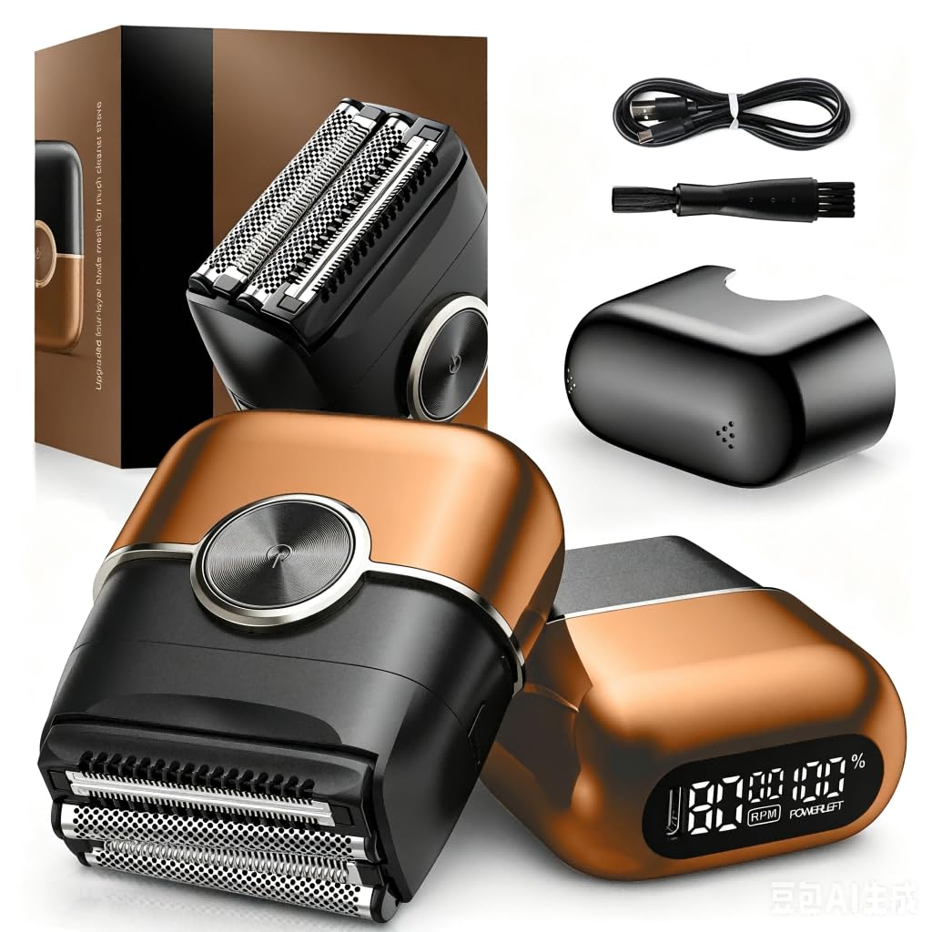 Men's Electric Foil Shavers: Enhanced Compact Razor with 4 Floating Blades & Large LED Screen - Foil Shaver for Men Featuring 2 Gears Beauty and Personal Care NKTMXY