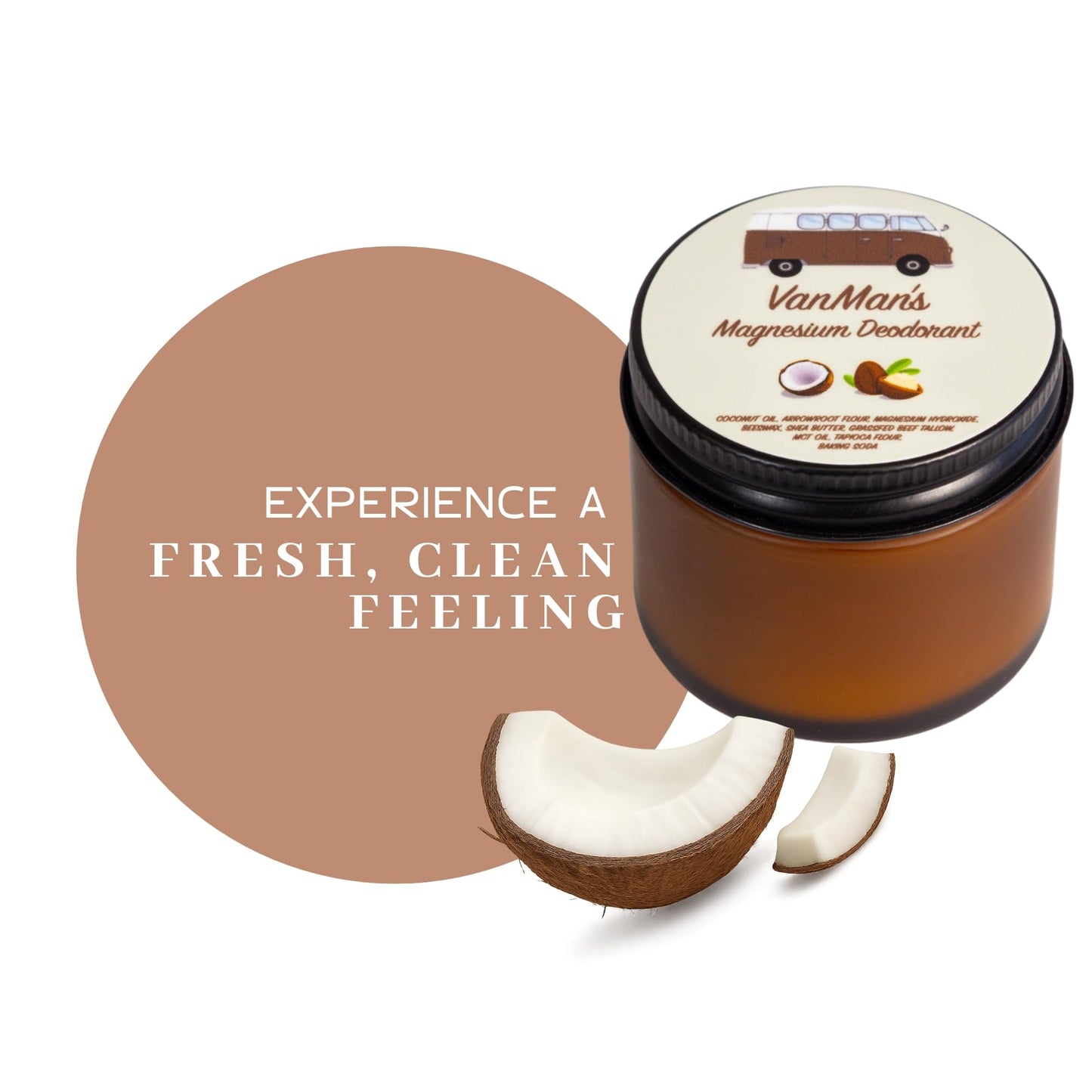 VanMan Coconut & Magnesium Deodorant Jar - Natural Aluminum Free Deodorant for Women & Men - Effective Odor Control for Delicate Skin - With Tallow Beauty and Personal Care The VanMan Company