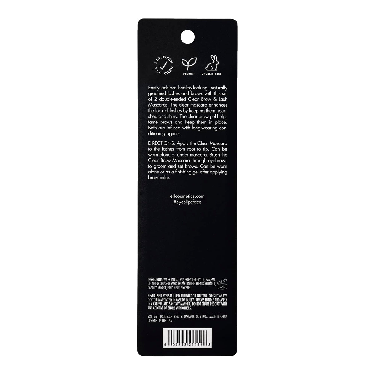 e.l.f. Clear Lash & Brow Mascara 2-Pack, Conditioning Clear Brow & Lash Gel For Grooming, Defining & Separating, Long-Lasting, Vegan & Cruelty-Free Beauty & Personal Care e.l.f.