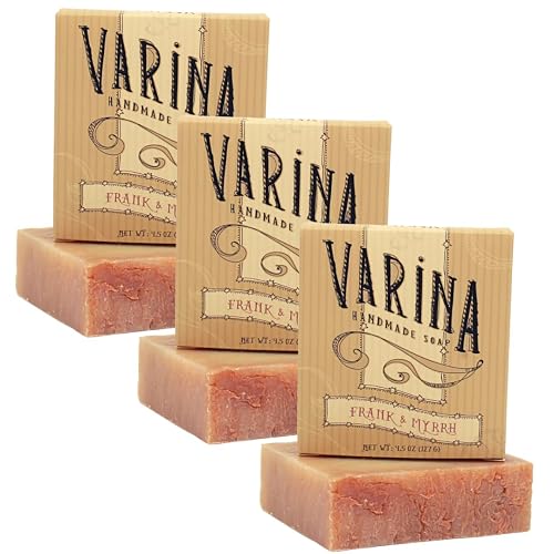 Varina Organic Frank and Myrrh Bar Soap - Gentle Cleansing for Sensitive Skin, Earthy Scents - 3 Pack - Experience Healthy and Glowing Skin Beauty & Personal Care Varina