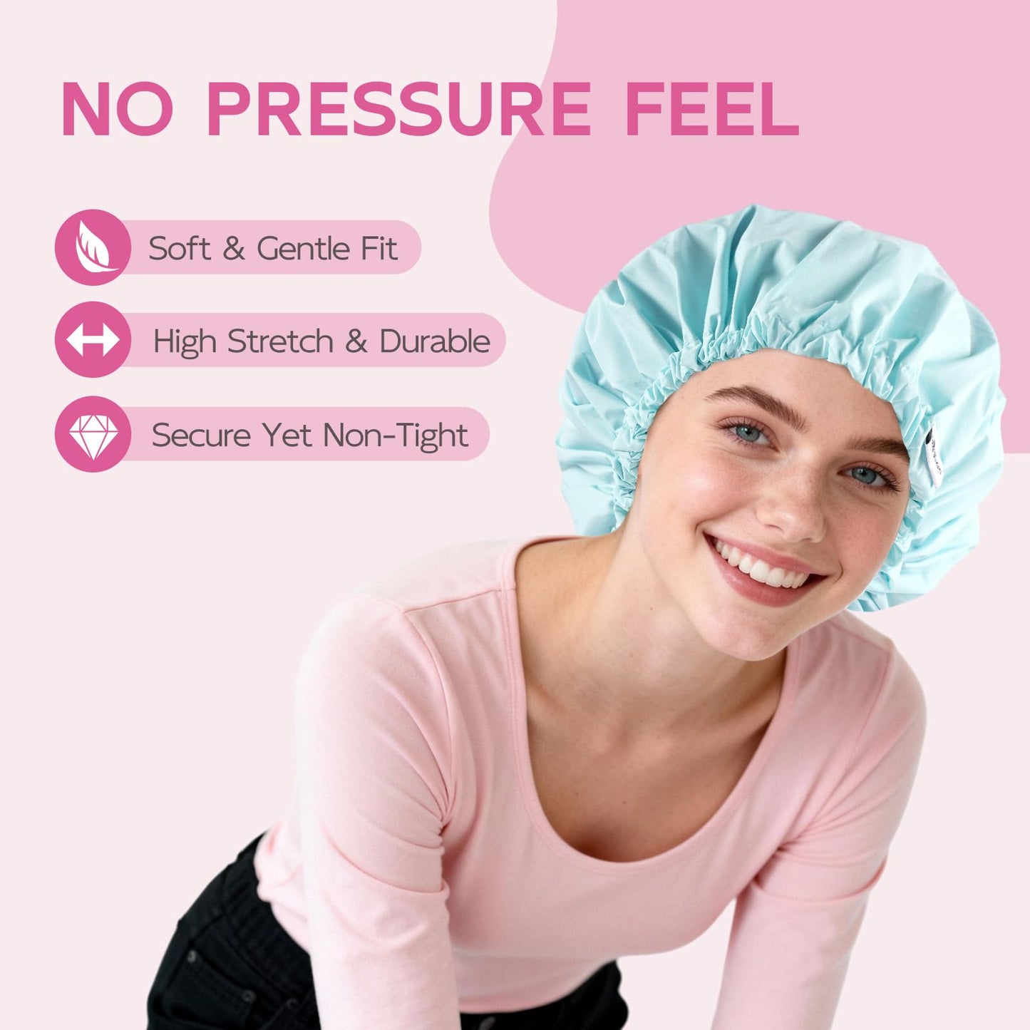 Years Calm Shower Cap for Women Waterproof Reusable - 27g Ultra Lightweight Double-Layer Shower Bonnet, Secure Fit for Long, Curly Hair, Travel & Spa Beauty and Personal Care Years calm