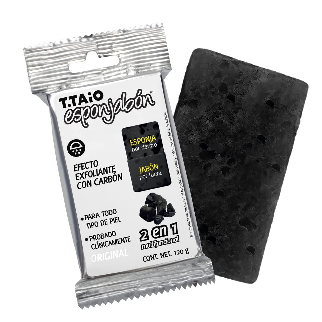 T.Taio Esponjabon Soap Sponge - Cleansing Shower Scrubber - Cleaning Bath Wash Scrub - Oil Removal - Massage & Lather Foot, Elbow, & Face - Bathroom Beauty & Personal Care T.TAIO