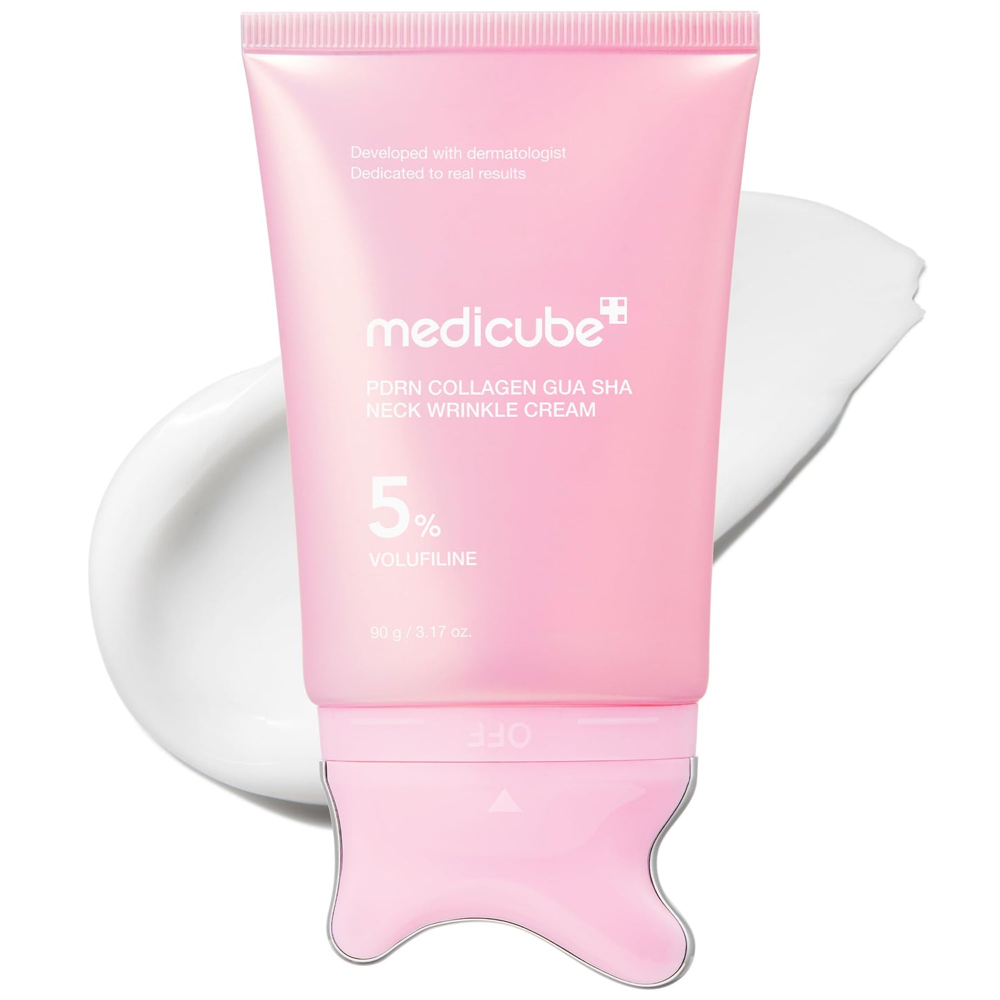 medicube PDRN Collagen Gua Sha Neck Wrinkle Cream | Built-In Gua Sha Massager with Volufiline 5% | Firming, Contour Care for the Look of Fine Lines Beauty and Personal Care medicube