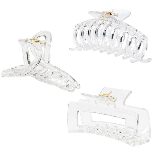 Kitiin Clear Claw Clips for Thick/Fine/Thin Hair, Strong Holding Large Jaw Polycarbonate Clips for Women (3 pcs) Beauty & Personal Care Kitiin