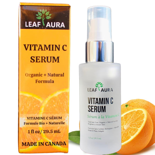 Leaf Aura Vitamin C Serum, Sulphate-Free, Organic+ Natural Formula, Brightens Uneven Skin, Made In Canada, 29.5ml Beauty & Personal Care leaf aura