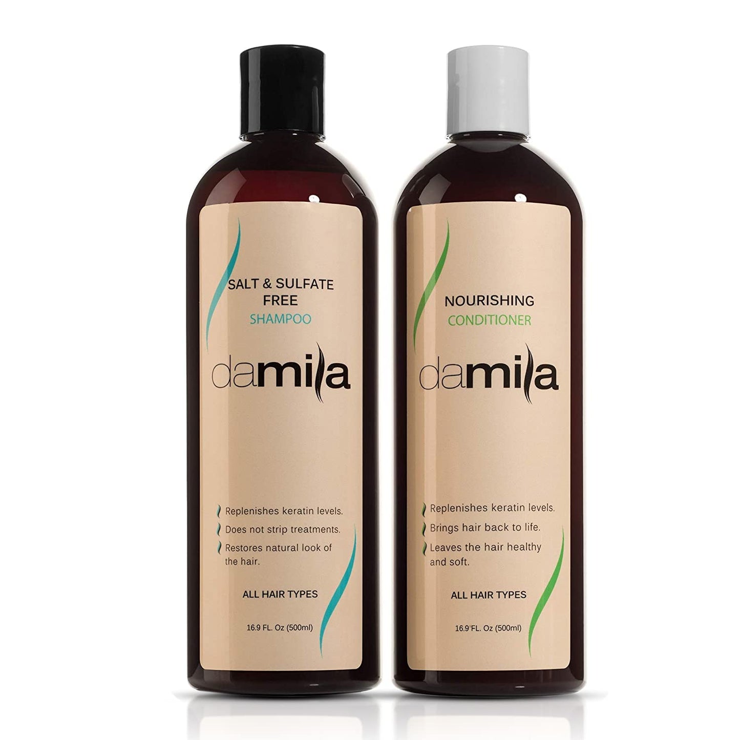 Damila Salt & Sulfate Free Shampoo & Conditioner for Keratin and Color Treated Hair - Professional Keratin Value Pack for Damaged, Frizzy, Curly, Dry Beauty & Personal Care damila