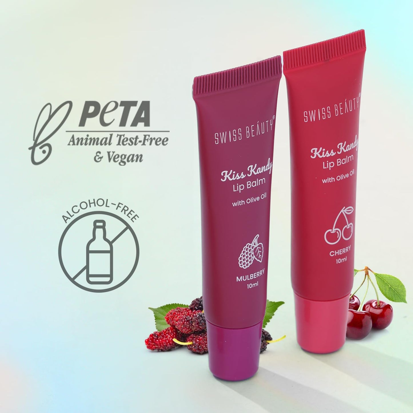 Swiss Beauty Kiss Kandy Lip Balm with Olive Oil - Moisturising - Non-Sticky - Soft & Smooth Lips - Shade - Mulberry, 10ml Beauty and Personal Care SWISS BEAUTY
